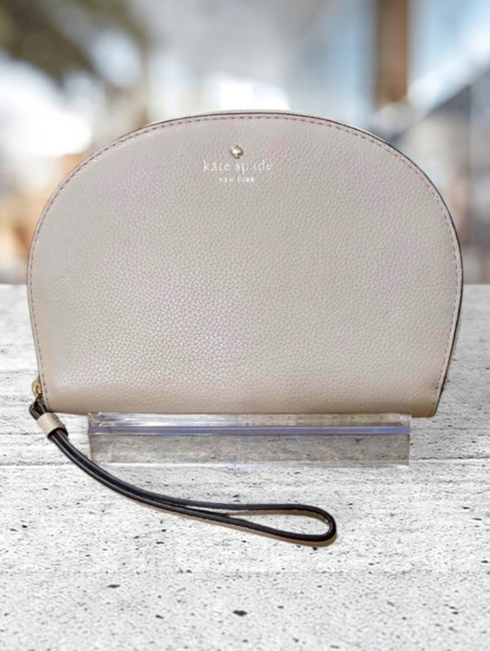 KATE SPADE Cream Half Moon Wristlet Bag